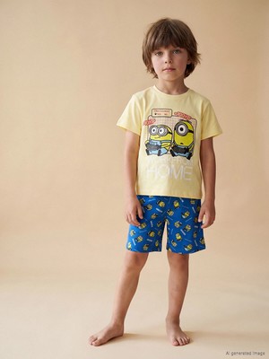 Lc Waikiki Yeni Sezon Minions Baskılı Erkek Çocuk Şortlu Pijama Takımı