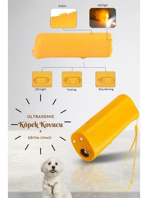 tp Buğz Ultrasonik Köpek Kovucu Eğitim Cihazı El Fenerli Taşınabilir Sarı Pratik Ürün Modeli