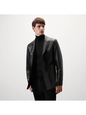 Auburn Siyah Erkek Deri Blazer Ceket