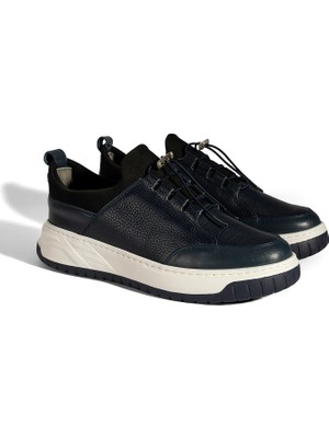 Desa Erkek Lacivert Lastik Bağcıklı Deri Sneaker