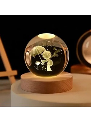 İlkyaz Fashion Dekoratif Küçük Prens Tasarımlı Işıklı Cam Küre