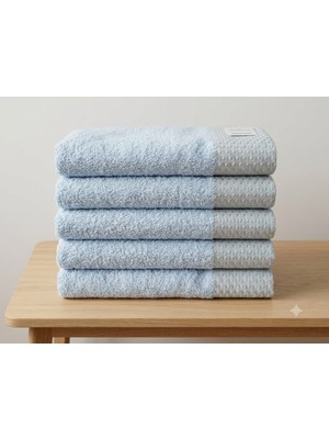 Serafina %100 Cotton Mavi Petek 50X90 5 Li El Havlu Seti
