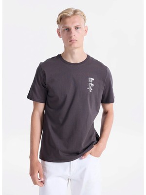 Lee Cooper Kahverengi Erkek Regular Fit Logo Baskılı T-Shirt