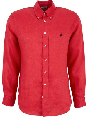 Brooks Brothers Kırmızı Erkek Düğmeli Regular Fit Logo Baskılı Gömlek BBSS26MSH022