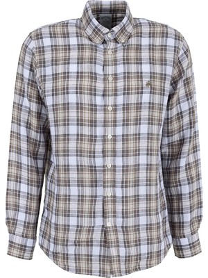 Brooks Brothers Bej Erkek Düğmeli Regular Fit Ekoseli Gömlek BBSS26MSH028