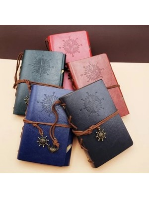 İlkyaz Fashion Küçük Boy Pusula Baskılı Deri Defter