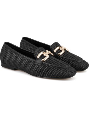 Desa Kadın Siyah Hasır Loafer