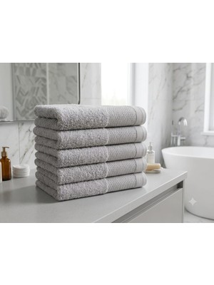Serafina %100 Cotton Gri Petek 50X90 5 Li El Havlu Seti