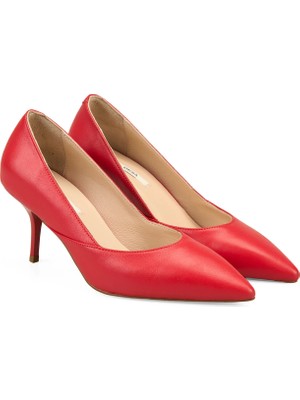 Desa Kadın Kırmızı Topuklu Deri Stiletto