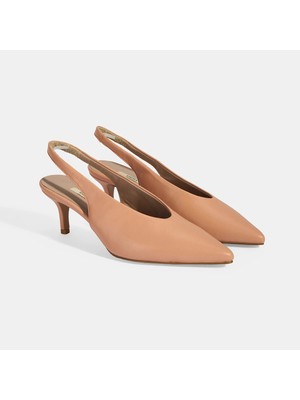 Desa Kadın Pembe Slingback Deri Topuklu Ayakkabı