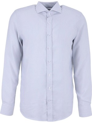Altınyıldız Classics Gri Erkek Italyan Tailored Fit Çizgili Gömlek ACE201262091