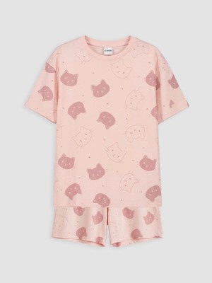 Lc Waikiki Yeni Sezon Baskılı Kız Çocuk Şortlu Pijama Takımı