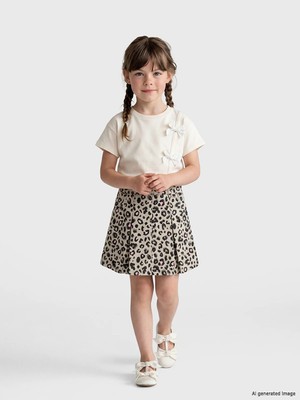 Lc Waikiki Yeni Sezon Kız Çocuk Leopar Desenli Gabardin Şort Etek