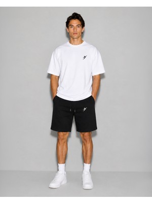 Backlain Mod Style Logo Erkek Oversize 2'li Takım Şort %100 Pamuk Rahat Kalıp