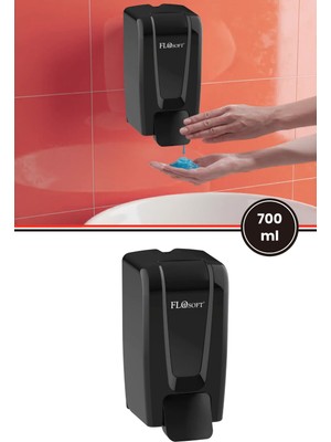 Flosoft Manuel Gagalı Köpük Sabun Dispenseri F246S, Duvara Monte Hijyenik Köpük Sabunluk 700 ml Siyah