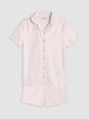 Lc Waikiki Yeni Sezon Gömlek Yaka Kız Çocuk Şortlu Pijama Takımı