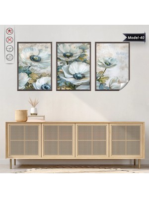 Akıllı Kağıt Statik Tutunma Özellikli Tablo - Poster Çiçek (Model- 40)