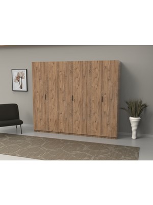 dolapmodellericom 6 Kapılı Ceviz Gardrop %100 Mdf