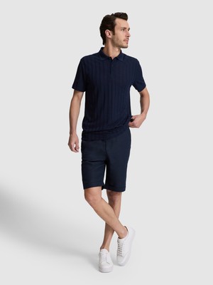Cacharel Erkek Lacivert Regular Fit Beli Lastikli %100 Keten Bermuda Şort 50324497-VR033