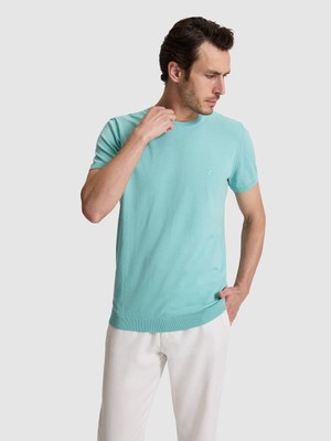Cacharel Erkek Mint Slim Fit %100 Pamuk Bisiklet Yaka Triko T-Shirt 50320665-VR090