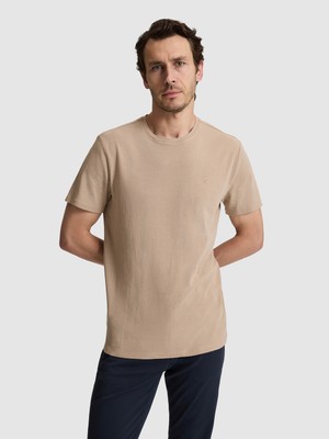 Cacharel Erkek Vizon Regular Fit Pamuk Karışımlı Çizgili Bisiklet Yaka T-Shirt 50320530-VR052