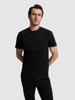 Cacharel Erkek Siyah Slim Fit Pamuk Karışımlı Bisiklet Yaka Basic T-Shirt 50324355-VR046