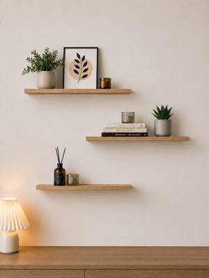 Sarmobi Nest 3 Raflı Gizli Monte Uçan Raf 50*15 cm / Garden Meşe