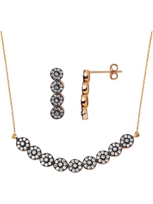 Bilezikci Efruz Kolye & Küpe Rose Altın Set