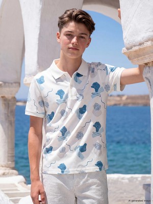 Lc Waikiki Yeni Sezon Polo Yaka Desenli Erkek Çocuk Tişört