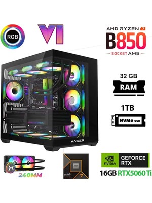 Xaser Lexus X690 Ryzen 7 7800X3D 32GB Ram 1tb M.2 Nvme SSD 16GB RTX5060 Ti Sıvı Soğutmalı Masaüstü Oyuncu Bilgisayarı