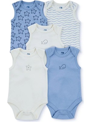 Mothercare Erkek Bebek 5li Body Hayvan Baskılı Çıtçıtlı Zarf Yaka Long Sleeve