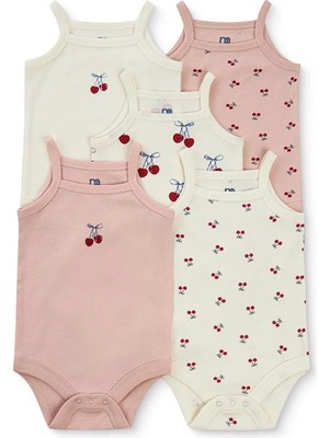Mothercare Kız Bebek 5li Body Hayvan Baskılı Çıtçıtlı Zarf Yaka Long Sleeve