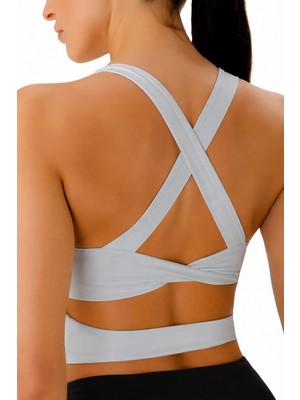 Ghassy Co. Kadın Çarpraz Sırt Detaylı Kaplı Yoga Egzersiz Fitness Spor Sütyeni CRS001
