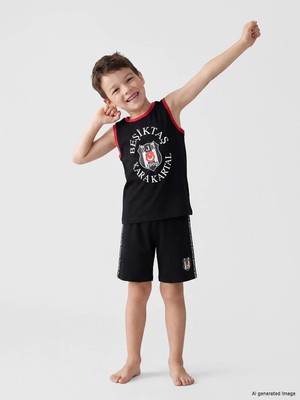 Lc Waikiki Yeni Sezon Beşiktaş Baskılı Erkek Çocuk Şortlu Pijama Takımı