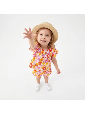 Hellobaby Kız Bebek Bluz-Şort Çiçek Baskılı Bisiklet Yaka Short Sleeve Reçme
