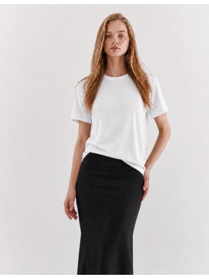 Organickid Basic Kadın Loose Beyaz T-Shirt