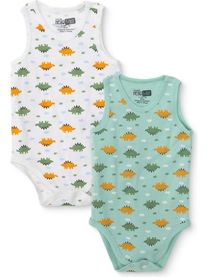 Hellobaby Erkek Bebek 2li Body Hayvan Baskılı Çıtçıtlı Bisiklet Yaka Atlet