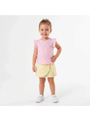 Hellobaby Kız Bebek Bluz-Şort Çiçek Baskılı Bisiklet Yaka Short Sleeve Reçme