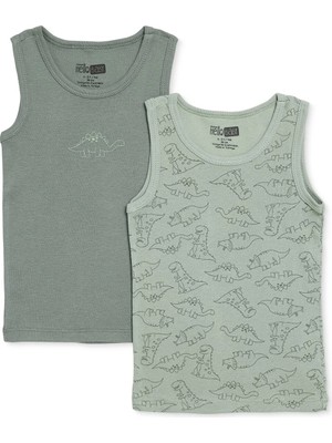 Hellobaby Erkek Bebek 2li Atlet Hayvan Baskılı Bisiklet Yaka Sleeveless