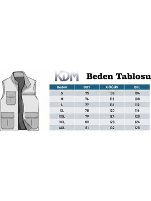 Kdm Kafkas Tactical Erkek Yelek Softshell Su Geçirmez Tam Fermuarlı Cepli Normal Kalıp Spor Yelek