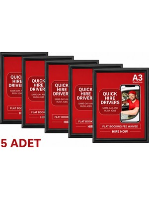 OfisDS 5 Adet - Alüminyum Açılır Kapanır Çerçeve Gönye Köşe - A3 - 30X42 cm - Siyah - 25MM