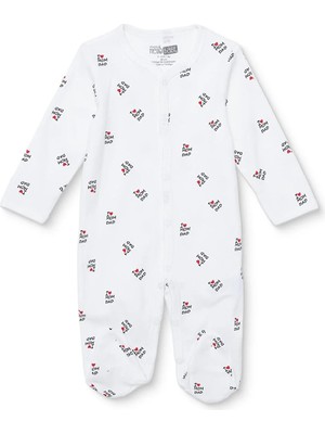 Hellobaby Unisex Tulum Slogan Baskılı Çıtçıtlı Bisiklet Yaka Uzun Kol Patikli