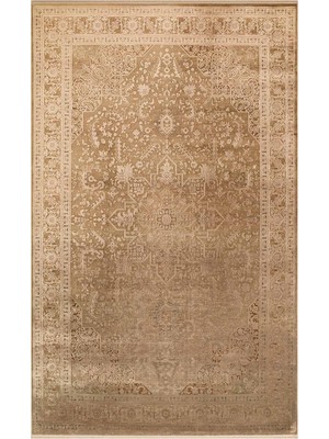 Cool Halı Hisar Bronz Bej Rayon Viskon Halı Ipeksi Parlak Dokulu Saray Desenli Premium Luxury Salon Halısı