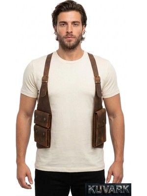 Kuvark Corvex • Hakiki Deri Holster • Erkek Omuz Çantası • El Yapımı • Kahverengi