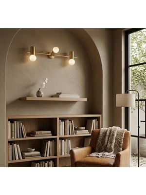 Light Hause Gold Eskitme Trio Line 3'lü Modern Aplik Yatak Odası Salon Duvar Lambası