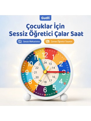 Gudli Çocuklar İçin Sessiz Analog Çalar Saat Zaman Öğretici