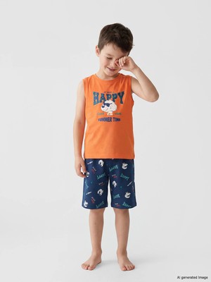 Lc Waikiki Yeni Sezon Bisiklet Yaka Erkek Çocuk Şortlu Pijama Takımı