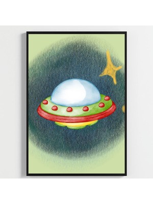 Besay Uzay Macerası | Astronotlu Eğitici ve Eğlenceli Bebek Odası Posteri | 3'lü Çocuk Odası Poster Seti A2 Çerçevesiz