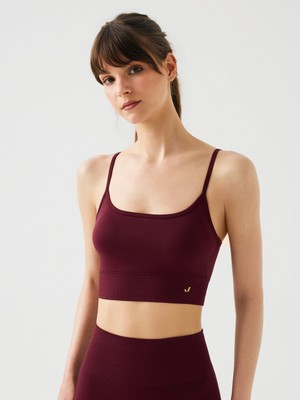 Jerf Vella Ip Askılı Konfor Sport Bra Bordo