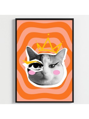 Besay Cool Cat | Renkli Genç Odası Duvar Dekorasyonu | Eğlenceli Kedi ve Peace Temalı Estetik Tablo | 3'lü Set A2 Çerçevesiz